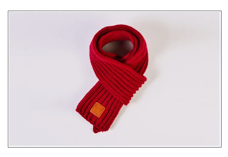 Зимние Детские шарфы для маленьких мальчиков и девочек, шарф/шапка, однотонный мягкий шарф, воротник, детское эластичное кольцо, зимняя вязаная/Рождественская шапка - Цвет: Jujube red scarf