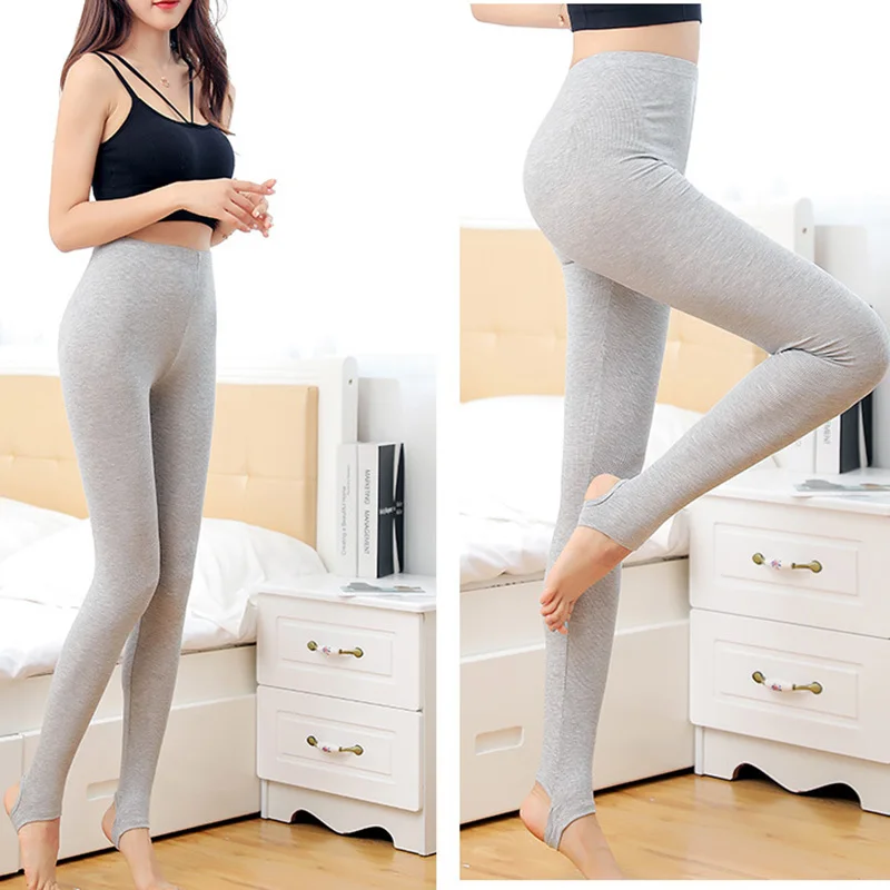 Casual Leggings Women Elastic Tight Fashion High Waist Trousers Workout Fitness Running Gym Pants Push Up Leggins Gray Black