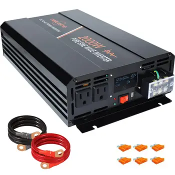

2000w Pure Sine Wave Inverter 24v dc to ac 120v Off Grid System Solar Power Inverter Car Battery Home Use Converter LCD Dispaly