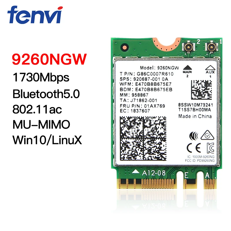 Беспроводная сетевая карта 2400 Мбит/с Wi Fi 6 Intel AX200 802.11ax/ac 2 4 ГГц 5 M.2 Bluetooth 1 адаптер 9260