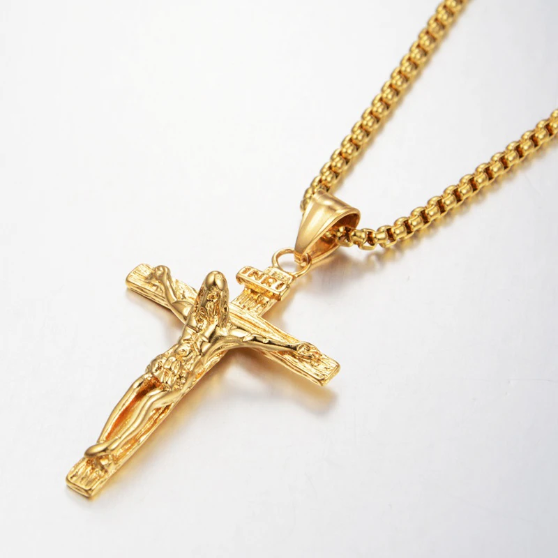 Религиозная цепочка с подвеской INRI Крест Иисуса Христа для мужчин на шею из