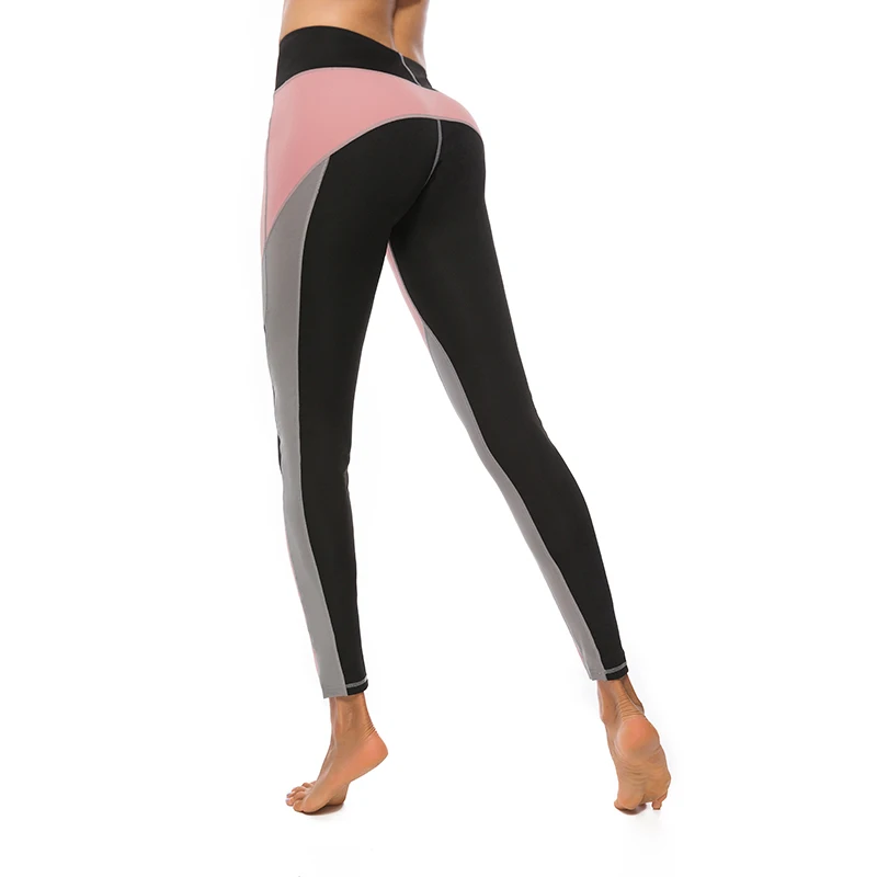 Новые женские сексуальные Лоскутные розовые леггинсы с высокой талией