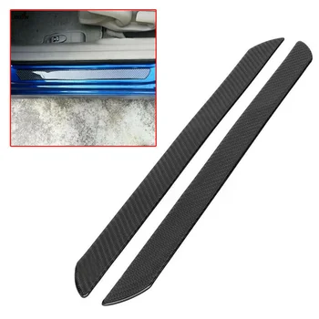 

4PCS Carbon Fiber Car Scuff Door Sill Plate Cover Panel Step Guard Protector New For All Cars Trucks SUVs Absorb Impact Force
