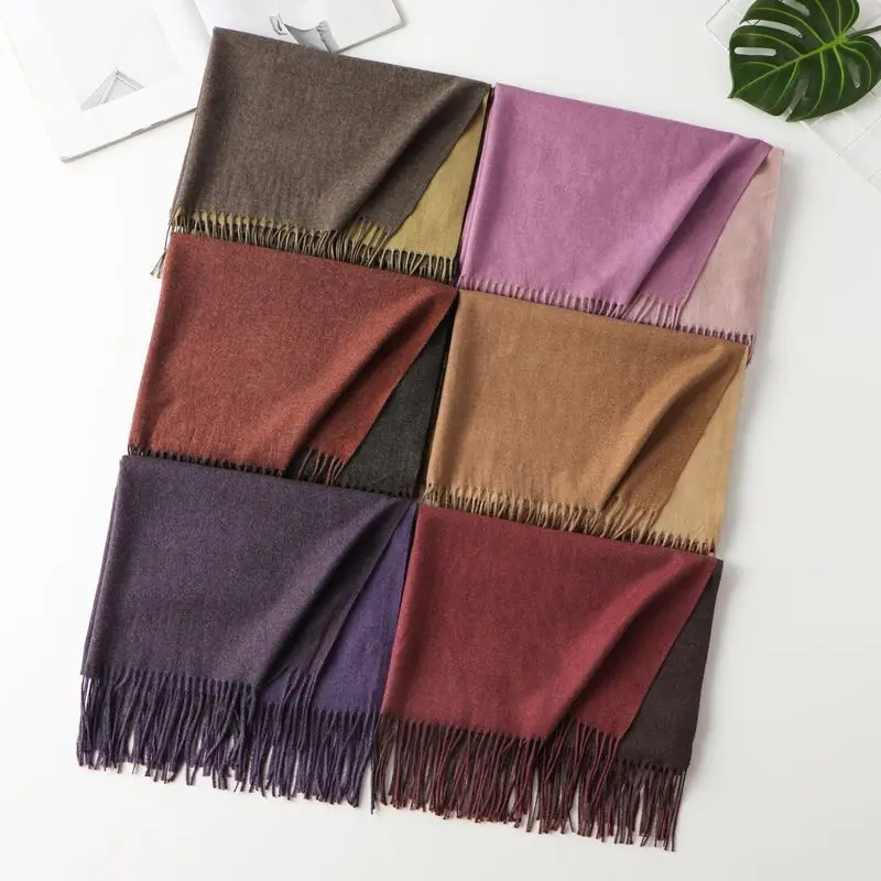 

Pure Color Ladies Double-sided Cashmere Scarf Autumn And Winter Korean Version Versatile Tassel Shawl Thickened Warm Collar