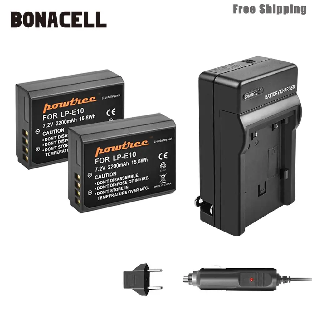 Аккумулятор для камеры Bonacell 2200 мАч LP E10 LPE10 + зарядное устройство Canon 1100D 1200D 1300D Rebel T3