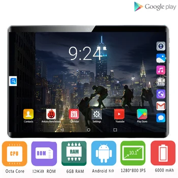 

New Original 10.1 inch Tablet Pc Octa Core 4G Phone Call 10 Tablets 6G+128G Android 8.0 tab Google Market GPS WiFi FM Bluetooth