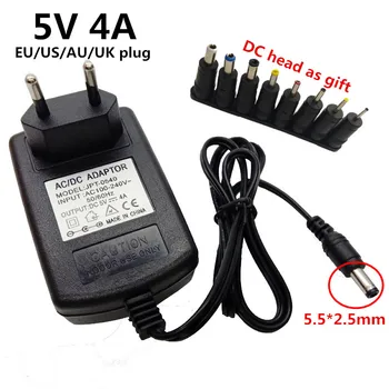 

5V4A Universal EU UK US AU plug 5V4A AC DC Adaptor 5V 4000mA Power Adapter Supply 5 volt Power Supply with 8pcs DC Jack Plugs