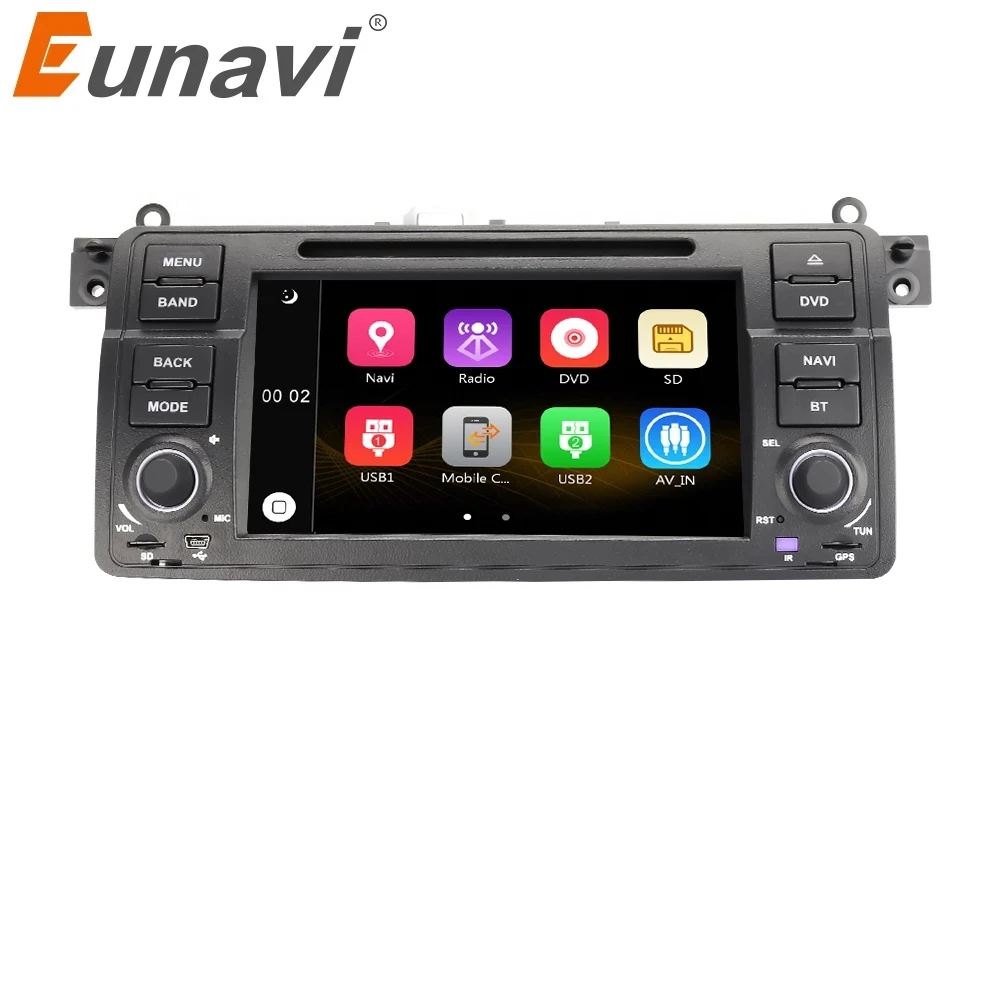 Eunavi Autoradio 7'' 1 Din Car DVD Player For BMW E46 M3 318/320/325/330/335 Rover 75 1998-2006 1din GPS Navigation bluetooth