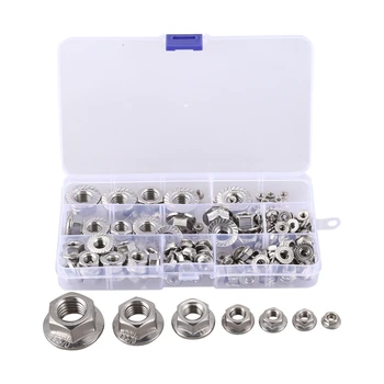 

150Pcs Stainless Steel Serrated Hex Flange Nuts Flange Metric Hex Lock Nuts Assortment Kit (M3 M4 M5 M6 M8 M10 M12)