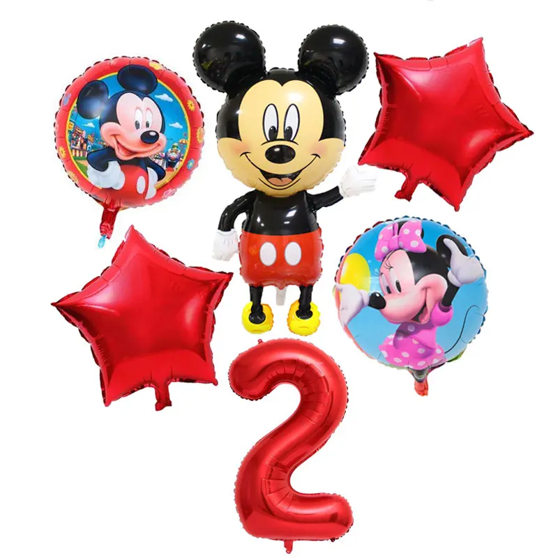 Balloon-Set2-6pcs Микки Маус тематические праздничные товары для дня рождения бумажный стаканчик, тарелка соломинки флаги выдувные вечерние скатерти для детей игрушки декор воздушные шары - Цвет: Balloon-Set2-6pcs