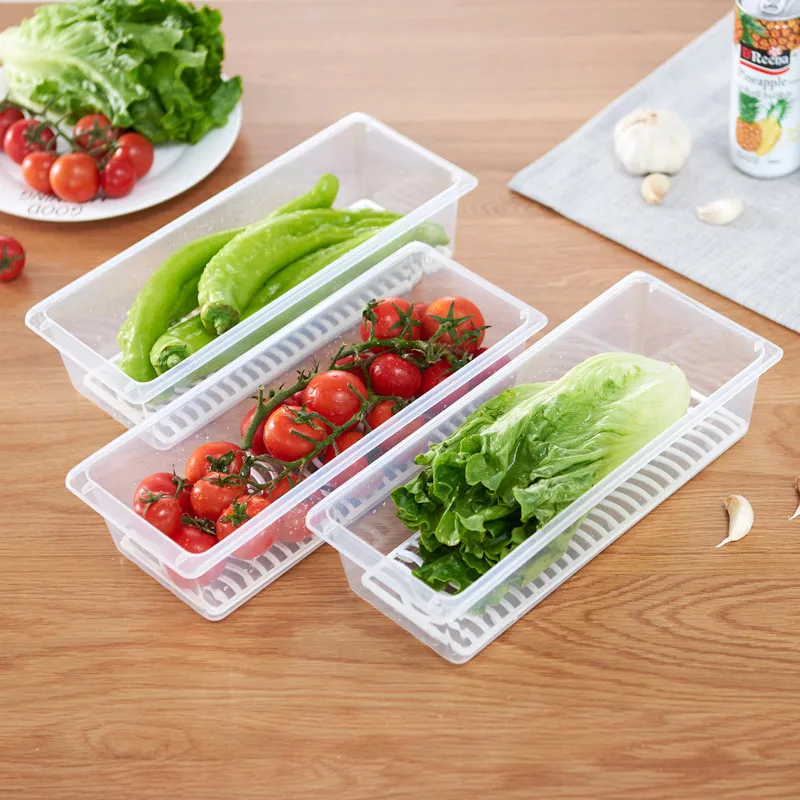 

2 Pcs Food Storage Container Refrigerator Storage Box PP Fresh Keeping Kitchen Organization Containers 30*12*9cm