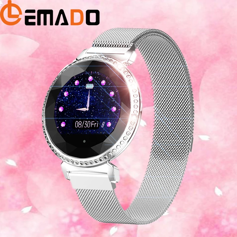LEMDADO, женские Смарт-часы, блестящие, Роскошные, стразы, Миланский, сменный ремешок, Смарт-часы для женщин, для телефона Android ios