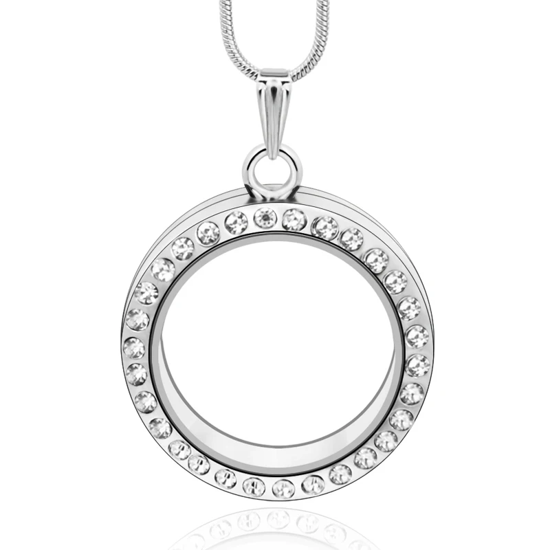 5pcs Silver Floating Charms Glass Crystal Round Locket Bracelets Free Shipping