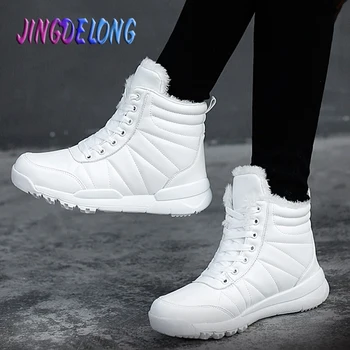 

Winter Women Snow Boots Women Boots Plush Keep Warm High Quality Leather Women Ankle Shoes Outdoor Waterproof Zapatos De Mujer