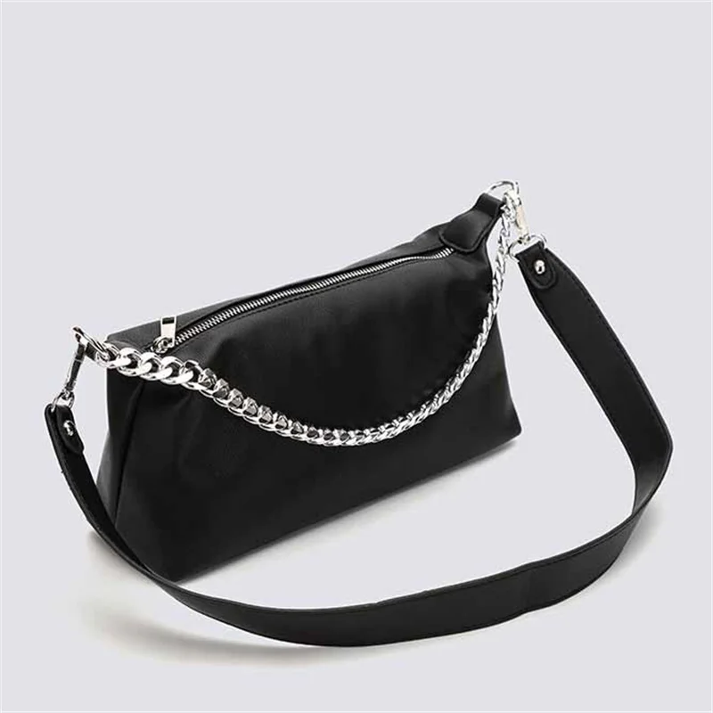 Fashion PU leather Baguette bag metal chain Shoulder Bags Brand Designer Crossbody Bags For Women 2021 Underarm Bag Women Clutch