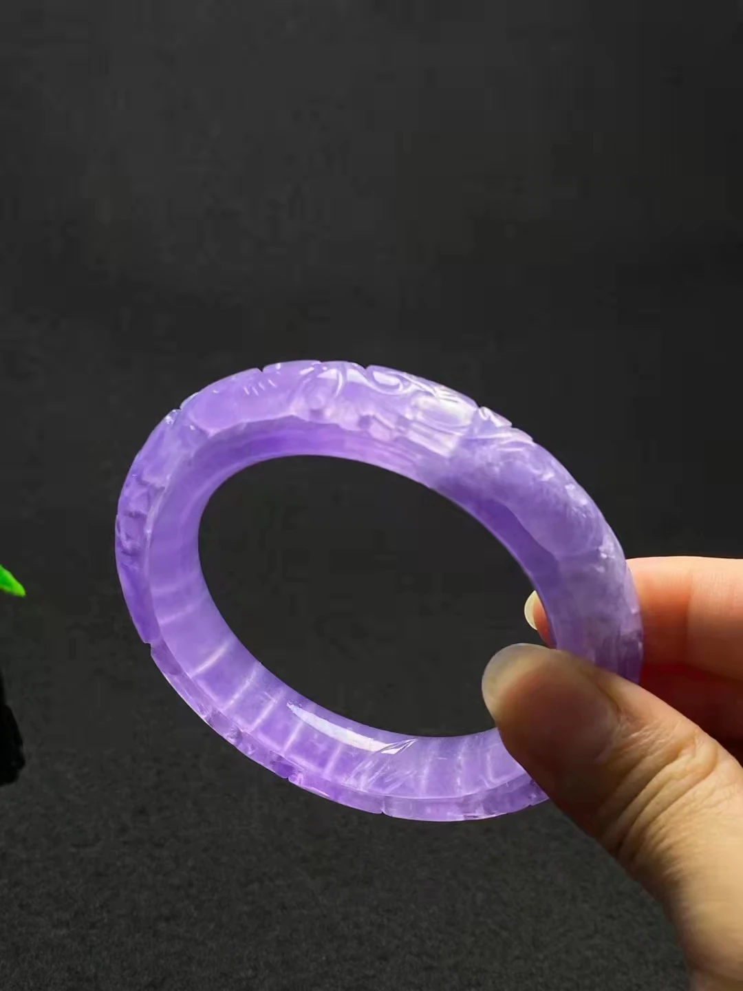 Natural Mianmar Alta Gelo Violeta Jade Bangles Oco Handesculpida Giadeite Jade Pulseira Esmeralda Jade Pulseiras Jade Jóias