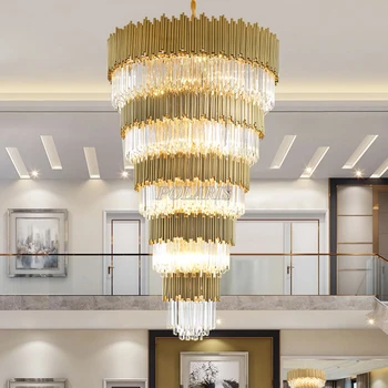 

Large Big Crystal Chandelier Lighting LED Cristal Chandeliers Stair Hanging Light Home Hotel Restaurant Indoor Lighting Fixture