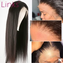Links 13X6 HD прозрачный парик из натуральных волос на кружеве 28-30 дюймов бразильские волосы Remy Прямые бесклеевые парики из натуральных волос