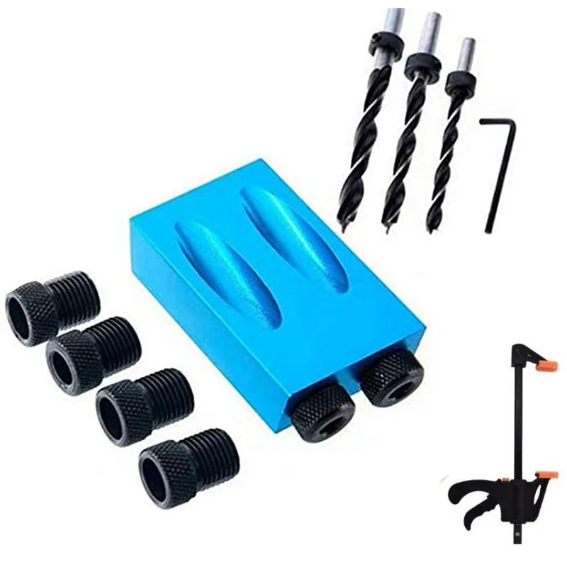 

Oblique Hole Locator Drill Bits Jig Clamp Kit Aluminium Woodworkers 15 Degree Angle Drilling Locator Guide Wood Tool