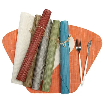 

Pack Of 6 Woven Textilene PVC Wedge Placemats Round Placemats for Round Table Wedge Kitchen Place Mats Cup Pad Tableware