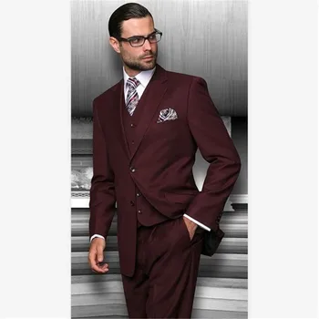 

New Classic Men’s Suit Smolking Noivo Terno Slim Fit Easculino Evening Suits For Men Burgundy Tailor Made Wedding Blazer Formal