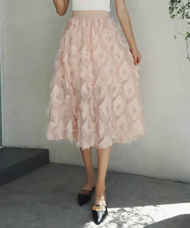 Новая Женская эластичная юбка-пачка из тюля с высокой талией, юбки с кисточками