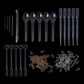 

1 Set Epoxy Resin Kit DIY Jewelry Making Tools Drill Pins Silver Gold Necklace Pendant Dropper Spoon Mix Stick Accessories