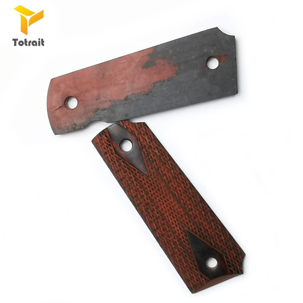 

TOtrait 1 Pair Colt 1911 Professional G10 Knife Handles Patch Textured Material DIY Scales Non-slip Blanks For 1911 Wood Grips