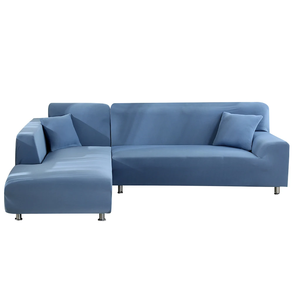 2 шт. Чехлы для углового дивана l-образный диван гостиная секционный шезлонг диван Чехол из спандекса угловой диван Чехлы стрейч - Цвет: grey blue