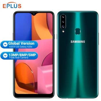 Перейти на Алиэкспресс и купить Глобальная версия Samsung Galaxy A20S мобильный телефон 3 ГБ 32 ГБ A207F/DS 4000 мАч Восьмиядерный Snapdragon 6,5 дюйм13 МП Тройная камера 4G телефон