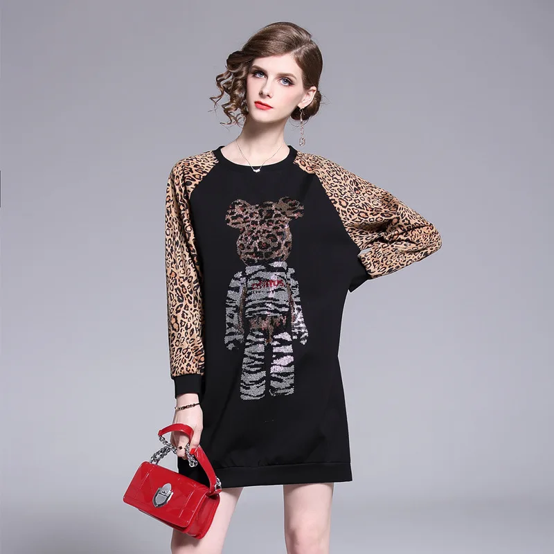 

Photo Shoot-2019 Spring And Summer WOMEN'S Dress Diamond Set Joint Leopord Pattern Ozhouzhan Feminine Dress