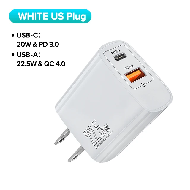 wallcharger QOOVI Dual USB Type C PD 20W Charger 5A Fast Charging Wall Adapter Quick Charge 4.0 QC For iPhone 13 12 Xs Huawei Xiaomi Samsung usb charger Chargers