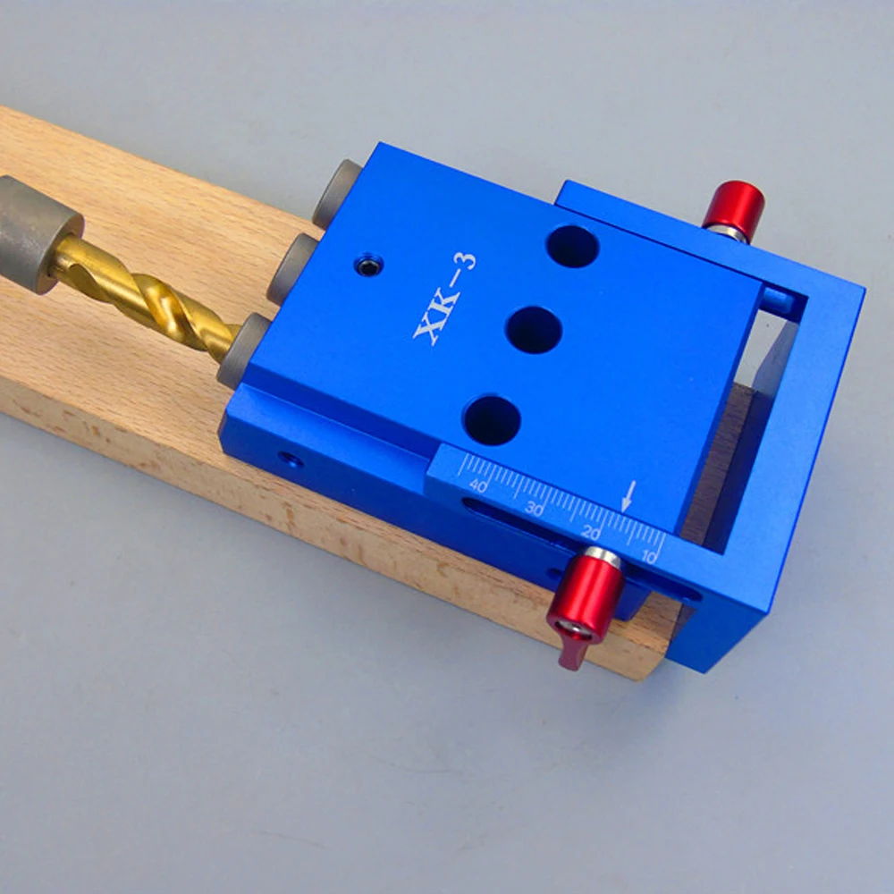 

Three Holes Aluminium Alloy Oblique Hole Jig Kit System for Wood Working Punch Locator with 9.5mm Puncher Pocket Tool Set