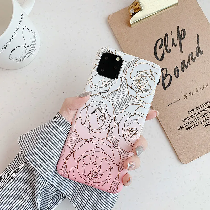Чехол для телефона s для IPhone 11Pro XS Max X XR матовый чехол с цветком розы для IPhone 6 6S 7 8 11 Plus Мягкий силиконовый чехол - Цвет: 1