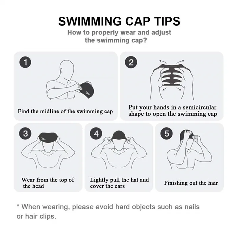 Adults Swimming Cap Waterproof Silicone Swim Caps Long Hair Unisex Diving Pool Hat with Ear Cover Protect for Women Men H5A94 6