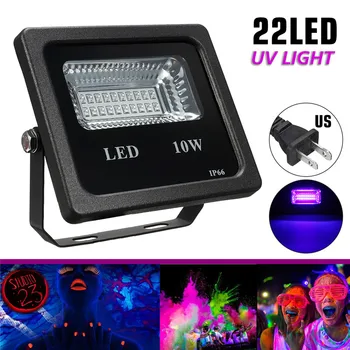 

Smuxi 10W UV Floodlights Waterproof Black Light Party Neon Lighting DJ Stage Nightclub Black Light US Plug AC90-265V set
