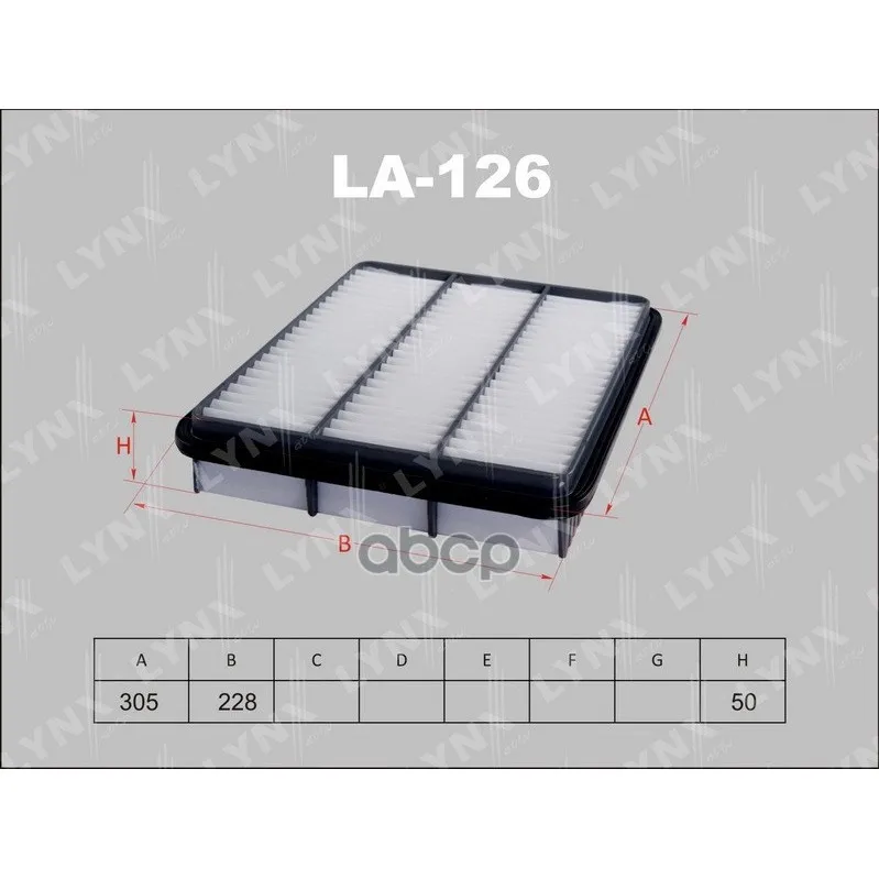 Фильтр Воздушный Toyota Hilux Surf Rzn210w,Rzn215w,Vzn210w,Rzj125w,Vzj121w,Uzj100w, LYNXauto арт. LA126