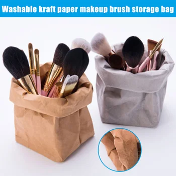 

New Fashion Ladies Washable Makeup Bag Brush Storage Bag Waterproof Paper Solid Color Women Storage Cosmetic Bag