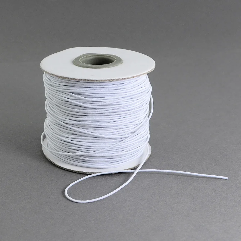 1Roll 1mm 2mm Round Elastic Fibre Thread Cord Earloop Rope for Clothing ...