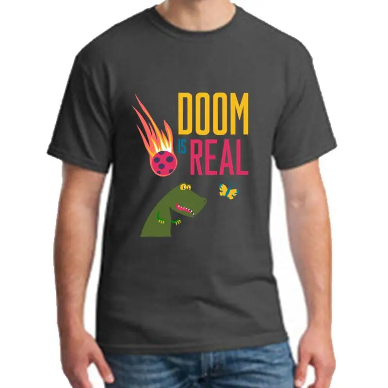 

Graphic Doom Is Real t-shirt for men Short Sleeve Humor streetwear gents tee t shirts Building Pop Top Tee