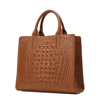 

2019 Vintage Fashion Crocodile Genuine Leather Luxury Ladies Handbags Women Bags Designer Woman Shoulder Bag Female Bolsas Tote