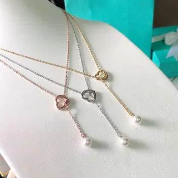 

TSHOU323 925 Sterling silver Fashion Jewelry heart simple girl necklace with three color