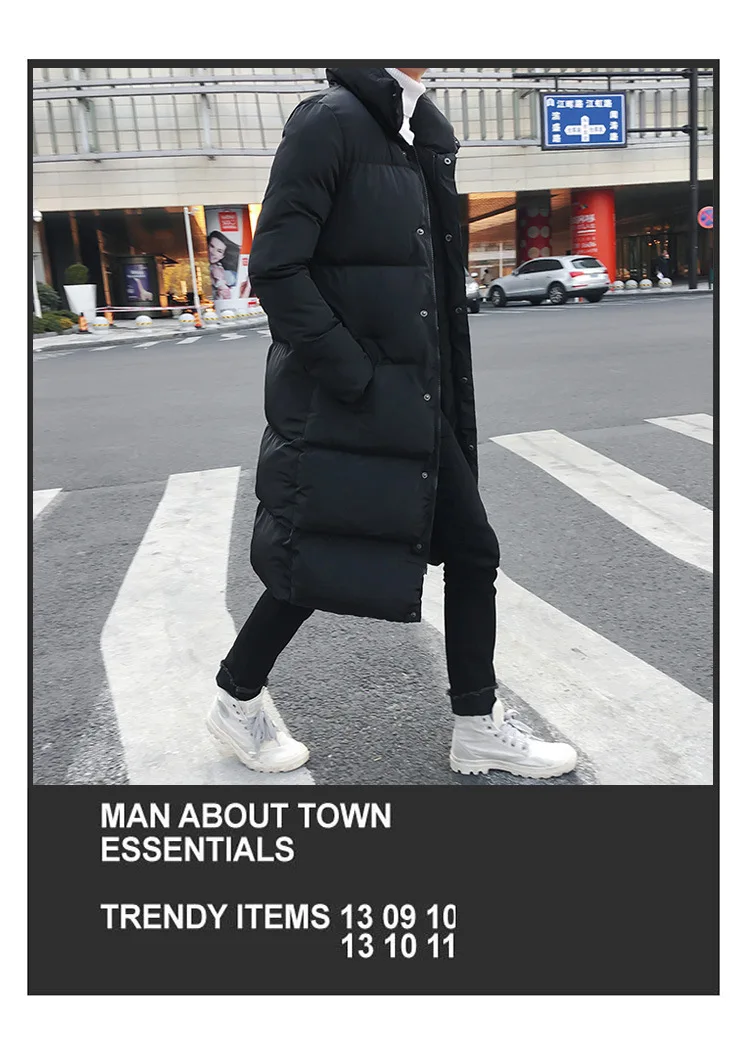 Модная мужская длинная пуховая куртка, пальто люксовый бренд, зимняя однотонная черная парка для мужчин размера плюс 4XL, толстое теплое облегающее Мужское пальто