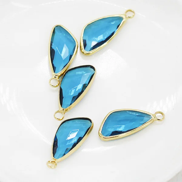 capri blue 12p10x18 мм Лист Кристалл Стразы граненые обрамленные Стеклянные Подвески соединитель ожерелье серьги фурнитура 1 петля ювелирные изделия металлические бусины - Цвет: capri blue
