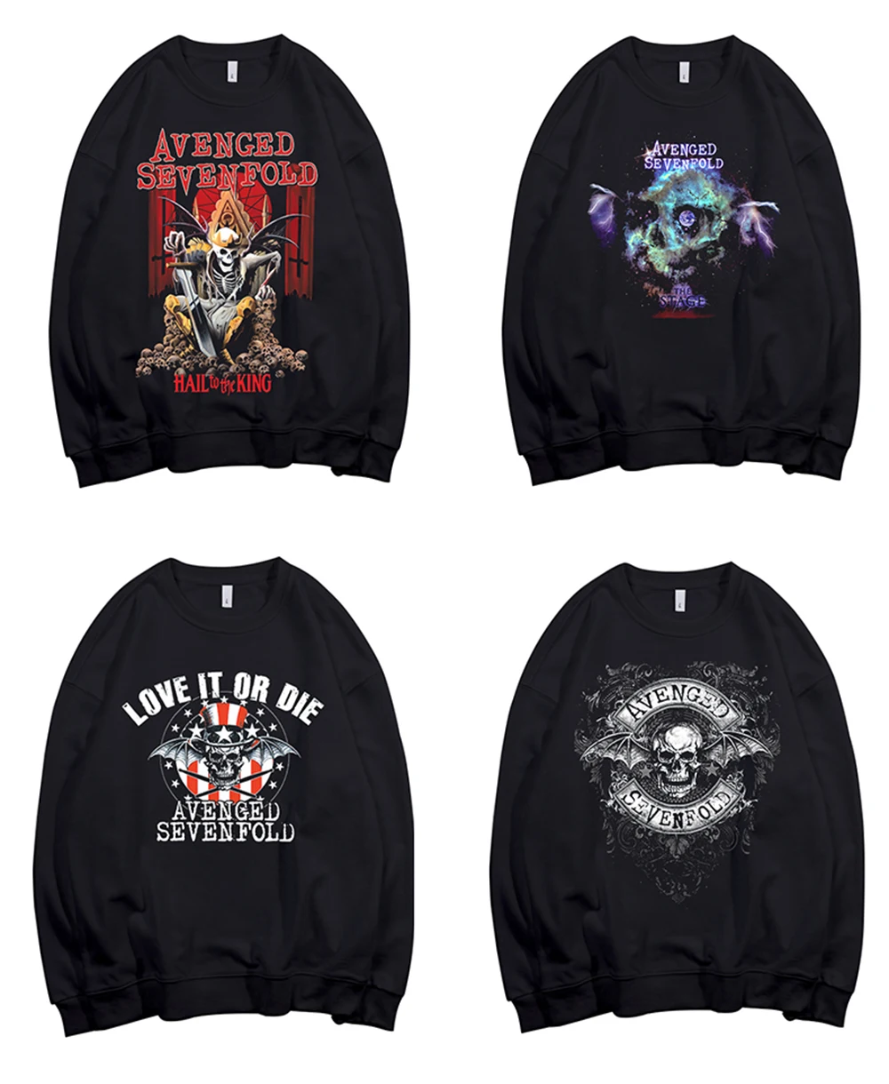 Крови Avenged Sevenfold тяжелый металлический ремешок унисекс вырез лодочкой хлопковая толстовка Азиатский размер