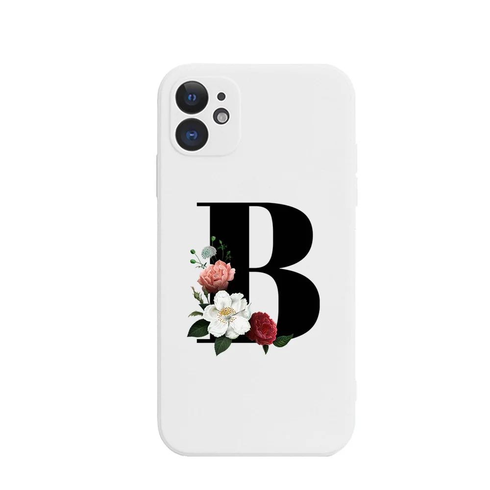 English Letter White Phone Case For iPhone 11 Pro Max X XS Max XR 7 8 Plus Fashion flower soft Silicone Cover iphone 8 leather case