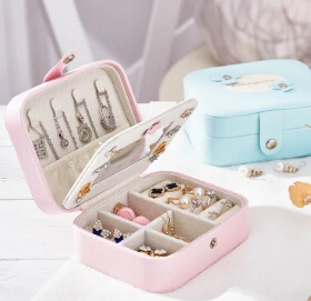 

2020 Universal Jewelry Organizer Display Travel Jewelry Case Boxes Portable Jewelry Box Button Leather Zipper Storage Jewelers