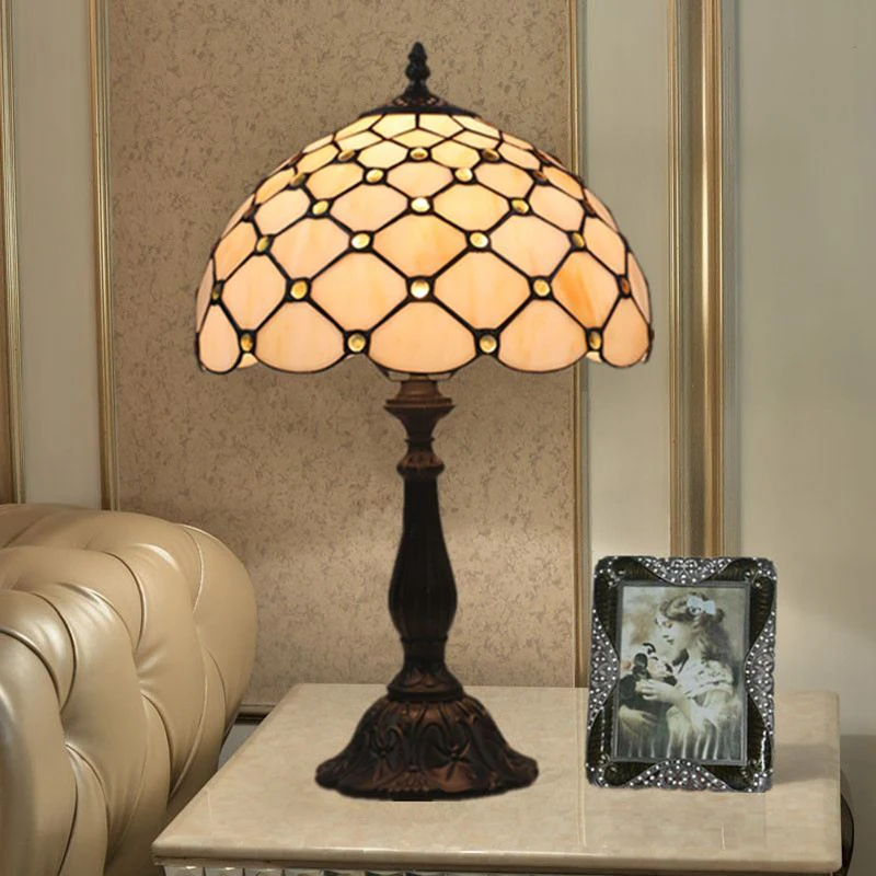 30 см настольная лампа Тиффани Американский простой прикроватный светильник для спальни Ретро креативный E27 полимерная основа для настольной лампы