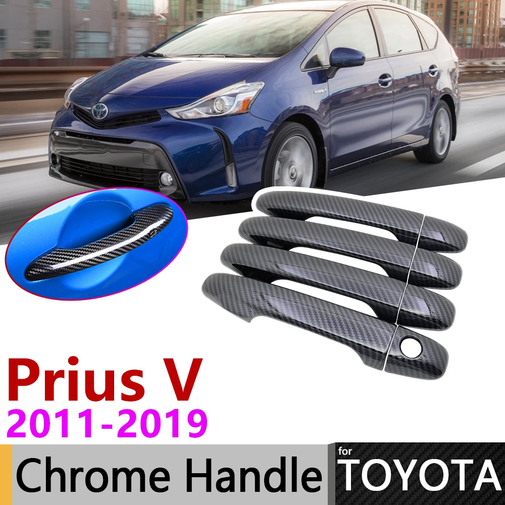 Черная крышка ручки двери из углеродного волокна для Toyota Grand Prius+ v Prius α Wagon ZVW40 ZVW41 40 2011~ аксессуары наклейка хром