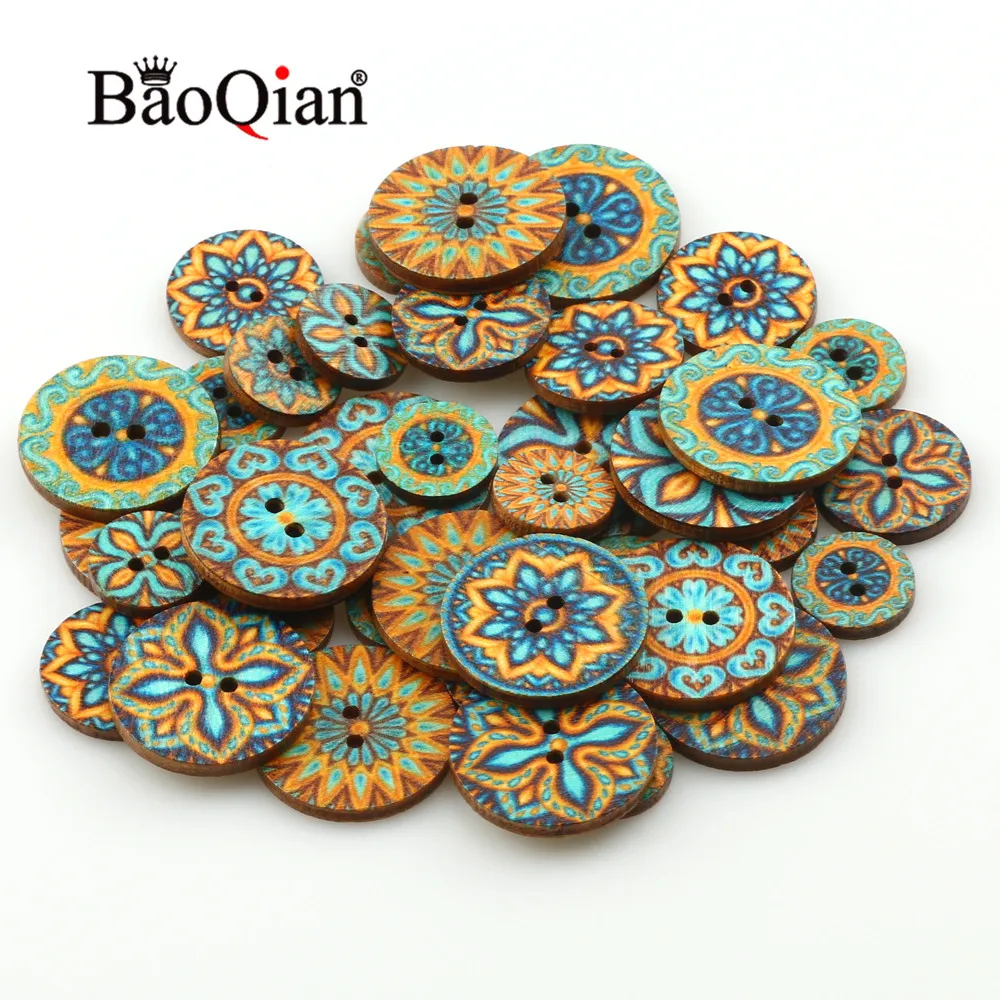Description Picture 4 of item50pcs 15/20/25mm Natural Wooden Round Painted Sewing Button For Clothing Decoration Scrapbook Diy Home Sewing Accessories